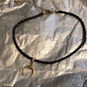 Black Choker with Moon Charm